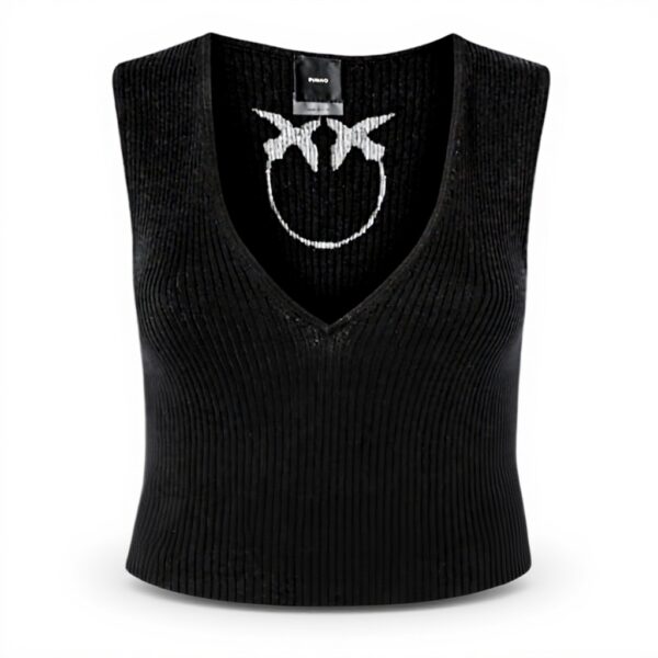 Débardeur femme Pinko noir logo Love Bird soie coton