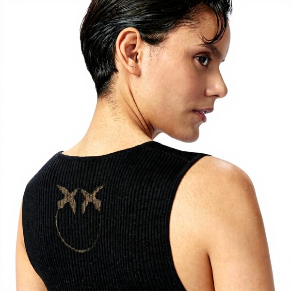 Débardeur femme Pinko noir logo Love Bird soie coton