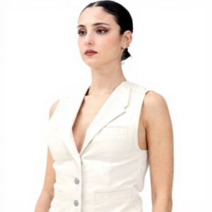 Gilet denim beige Pinko femme Reimagine Patrick McDowell