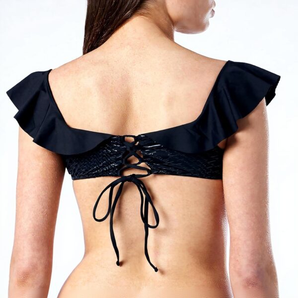 Haut de maillot Pinko Ivy Top Bikini Noir Volants Femme