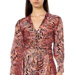 Pinko Robe Satin Bulles Imprimé Déformé Femme Décontractée