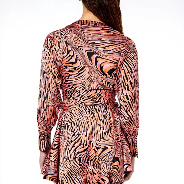 Pinko Robe Satin Bulles Imprimé Déformé Femme Décontractée