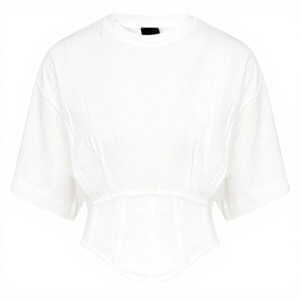T-shirt bustier Pinko coton blanc manches courtes femme