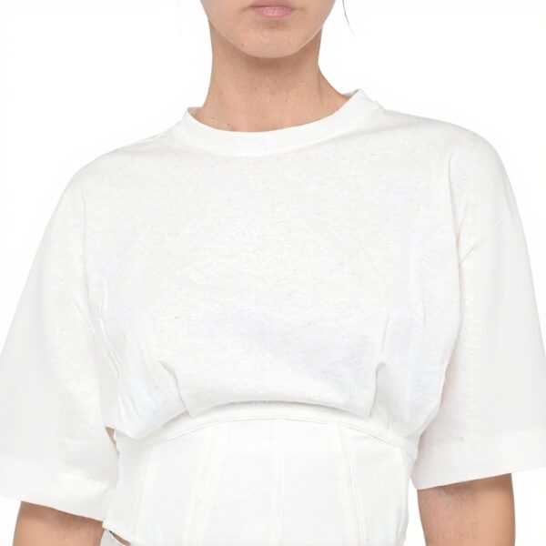 T-shirt bustier Pinko coton blanc manches courtes femme