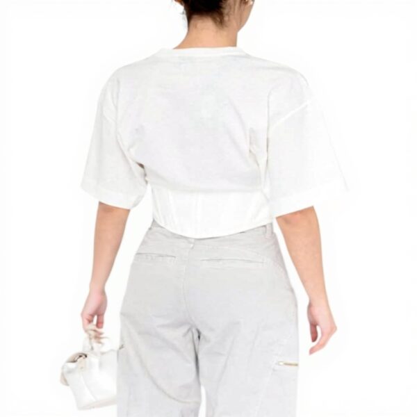 T-shirt bustier Pinko coton blanc manches courtes femme