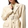 Veste oversized Pinko beige femme blazer printemps été