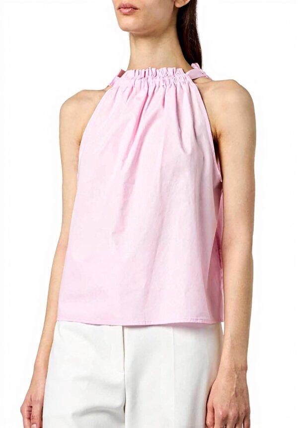 Pinko Top Popeline Coton Veste Femme Rose Douce Lilas